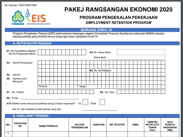 Bantuan Program Pengekalan Pekerjaan RM600 PERKESO